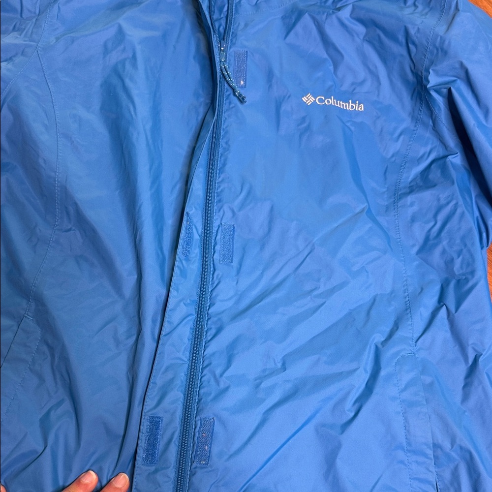 Columbia Bright Blue Packable Hooded Rain Jacket - Picture 3 of 7